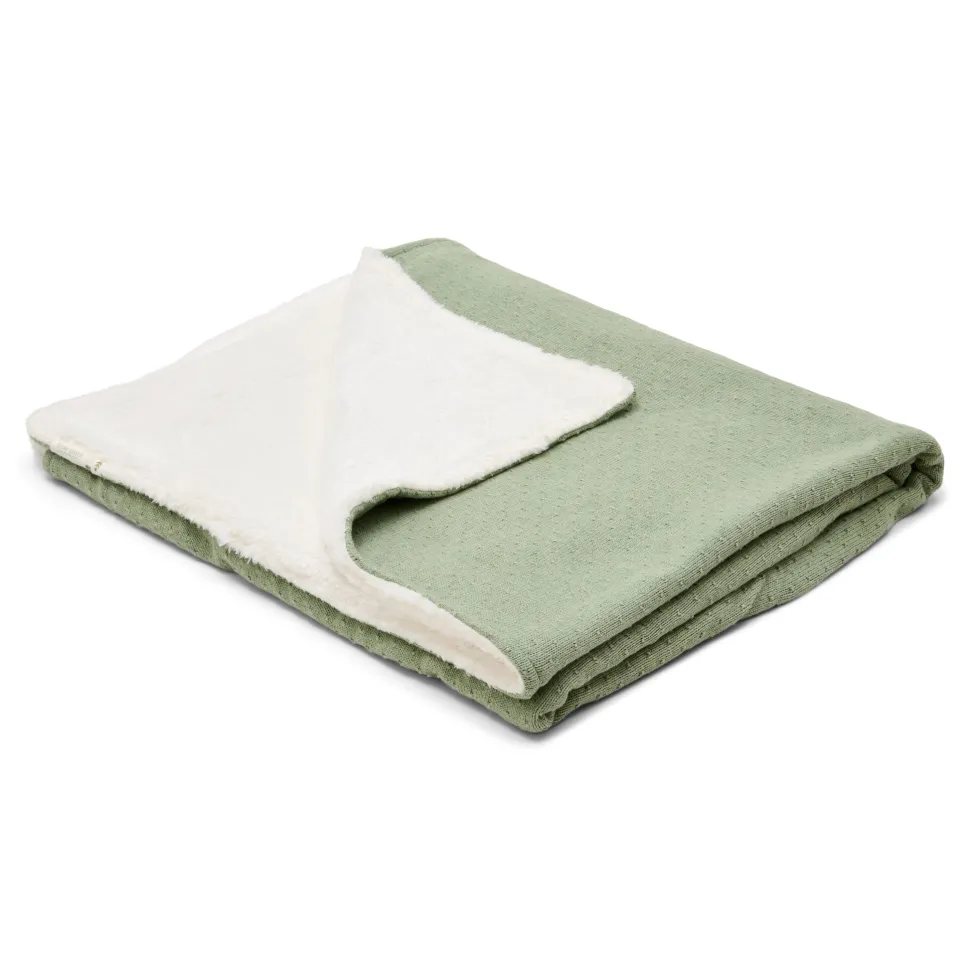 Gebreid ledikantdeken - Fleece – Groen – Essentials