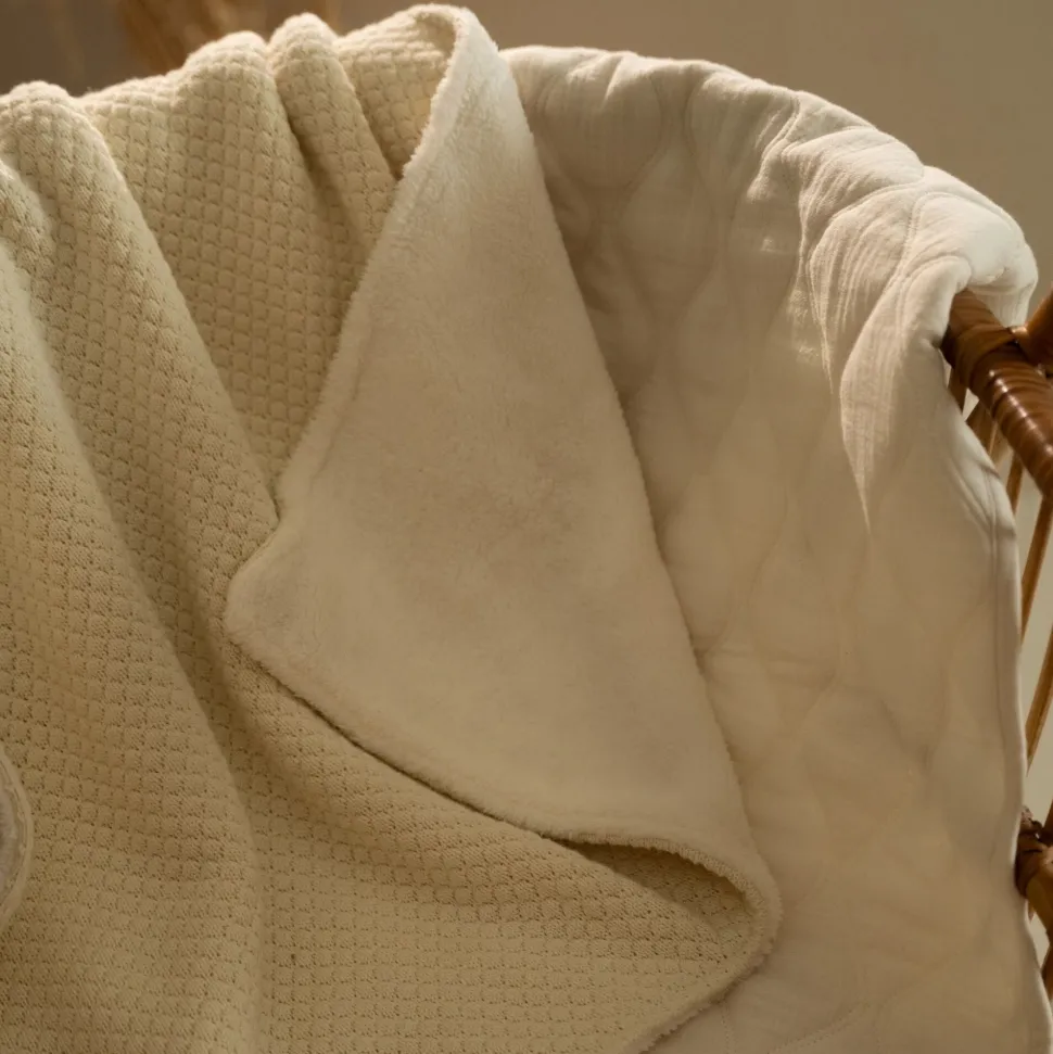 Gebreid ledikantdeken - Fleece – Wit – Essentials