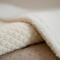 Gebreid ledikantdeken - Fleece – Wit – Essentials