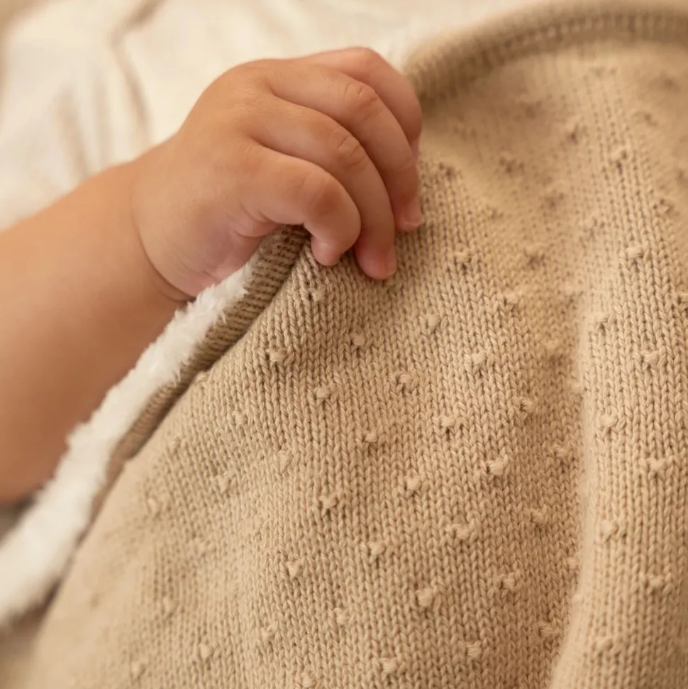 Gebreid ledikantdeken - Fleece - Beige - Essentials