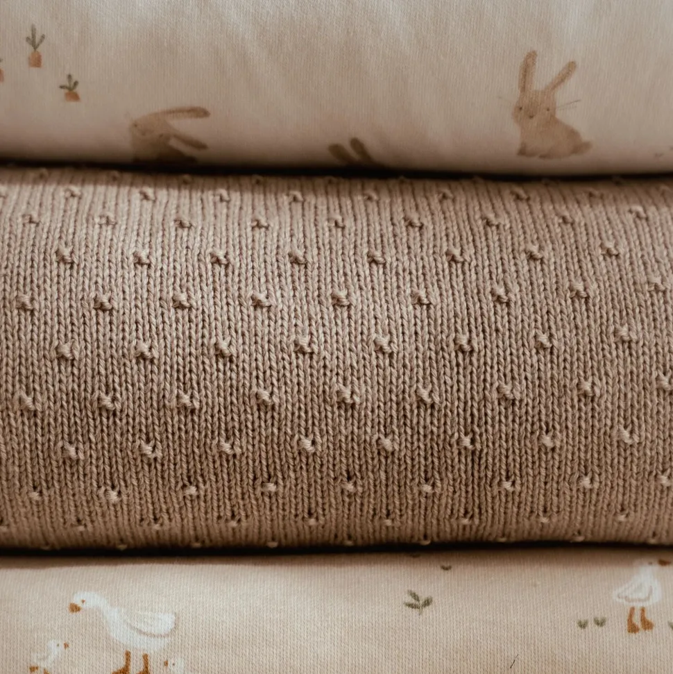 Gebreid ledikantdeken - Fleece - Beige - Essentials