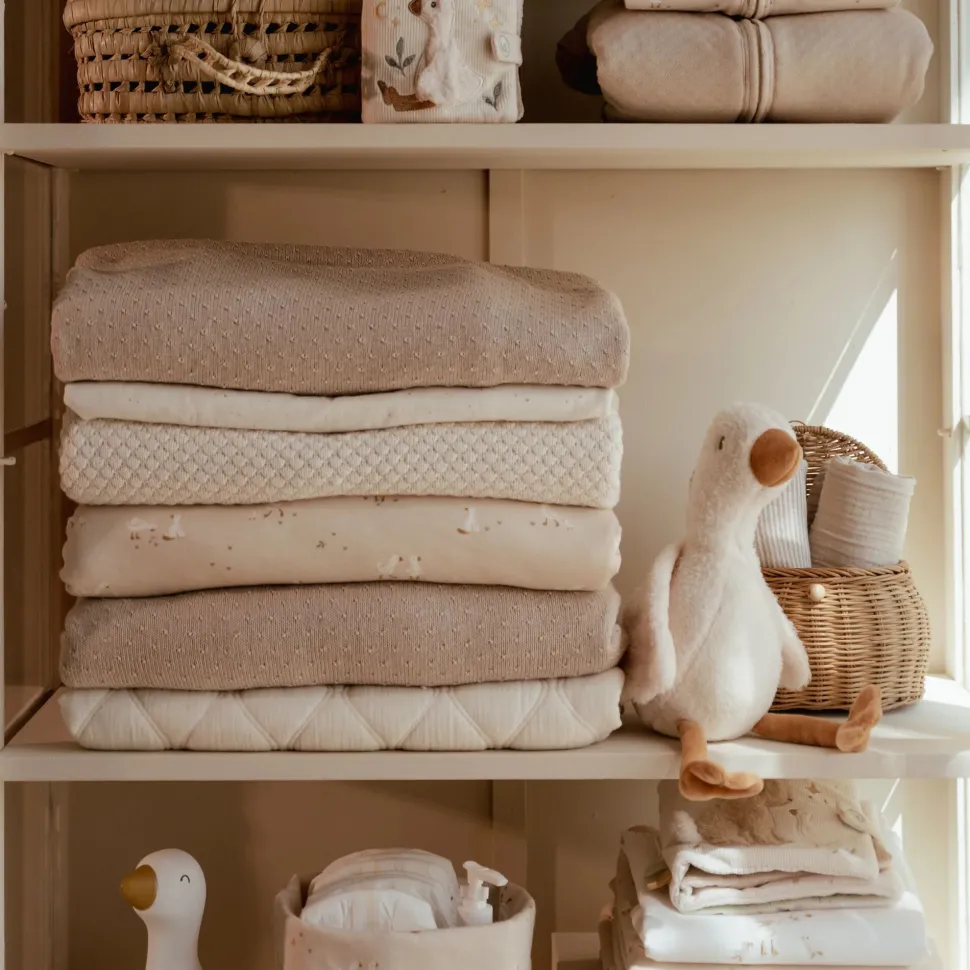 Gebreid ledikantdeken - Fleece - Beige - Essentials