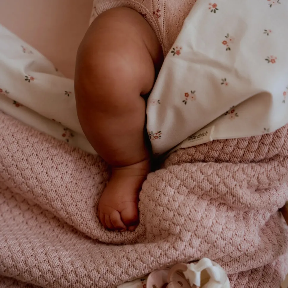 Gebreid ledikantdeken - Fleece - Roze - Essentials