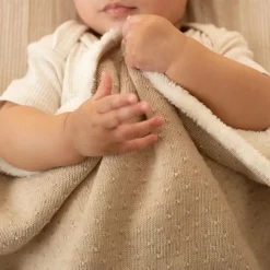 Gebreid wiegdeken - fleece - Beige - Essentials