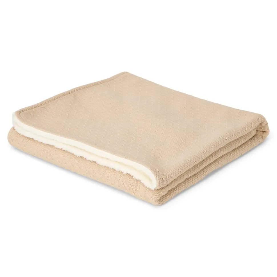 Gebreid wiegdeken - fleece - Beige - Essentials