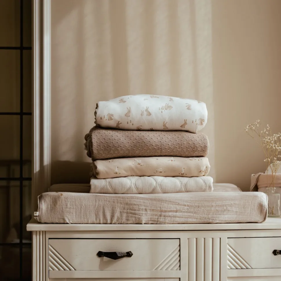 Gebreid wiegdeken - fleece - Beige - Essentials