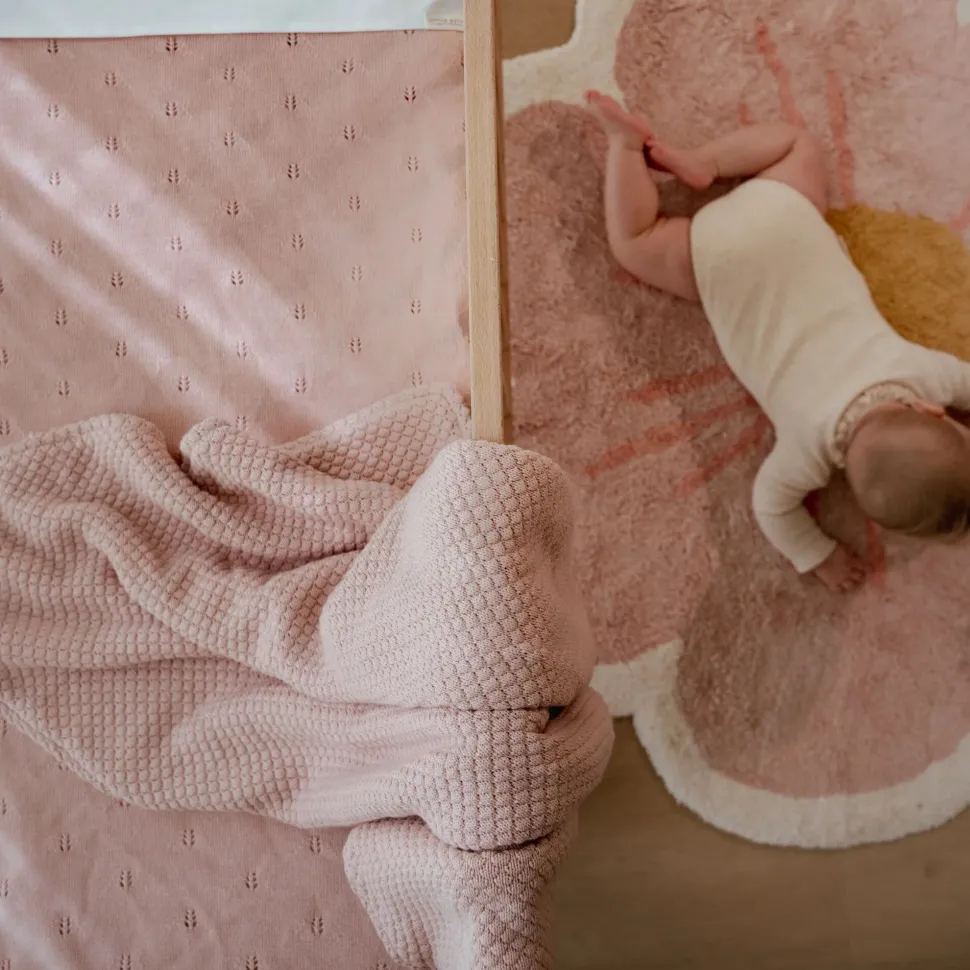 Gebreid wiegdeken - Fleece - Roze - Essentials