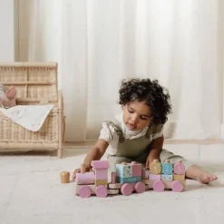 Houten Blokkentrein - Roze - Fairy Garden