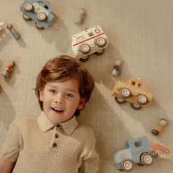 Houten bulldozer – Blauw – Essentials