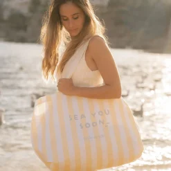 Strandtas - Geel - Maat one size - Stripe